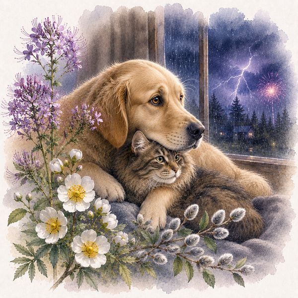 Présentation de l'élixir floral "Frayeur" pour chien et chat - Élixirs de Fleurs