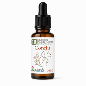 Flacon de l'élixir floral "Conflit" pour chien et chat - Élixirs de Fleurs