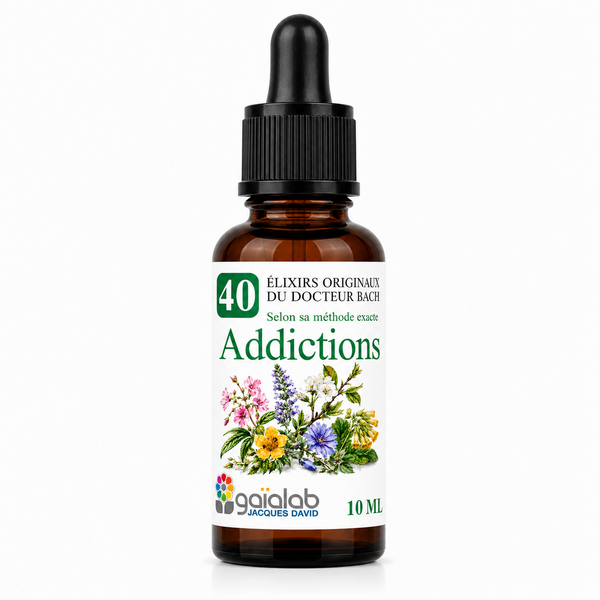 Flacon de l'élixir floral compte goutte "Addictions" - Élixirs de Fleurs