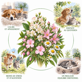 Composition de l'élixir floral "Quiétude" pour chien et chat - Élixirs de Fleurs